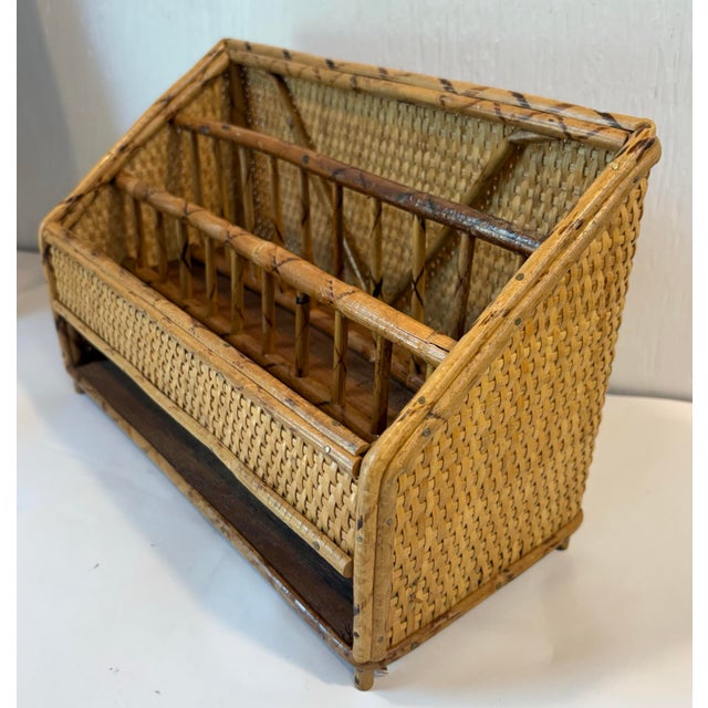Vintage Bamboo and Rattan Letter Holder Desk Organizer For Sale - Image 9 of 9