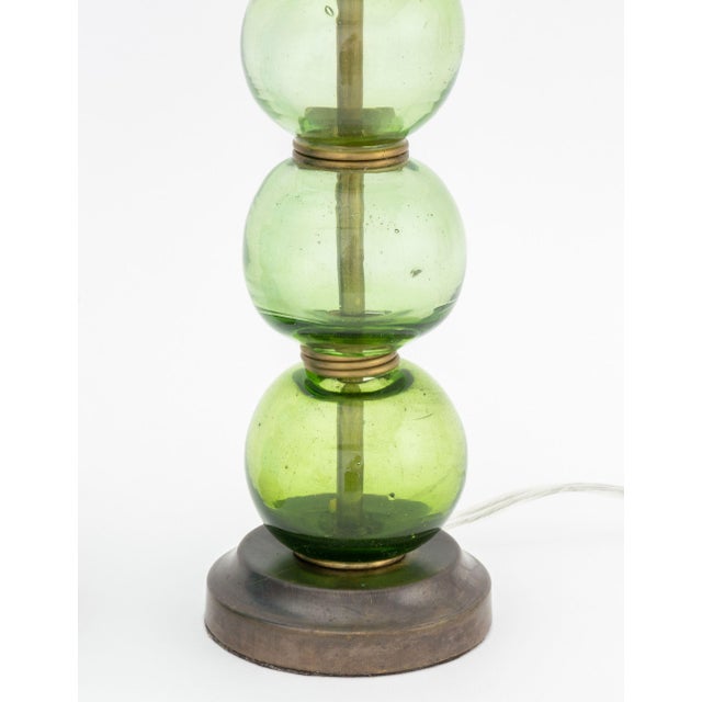 Murano Glass Globe Lamps, Pair For Sale In New York - Image 6 of 8