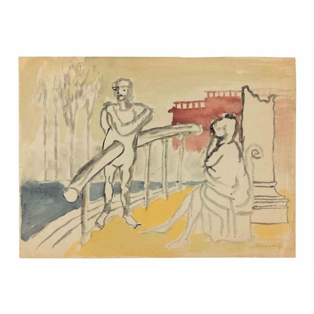 Watercolor drawing on paper realized by Mino Maccari in 1940s. Hand signed lower right. Very good condition. This piece is...