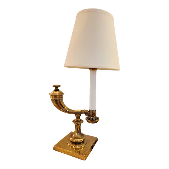 Vintage Mid-Century Stiffel Attributed Brass Powder Horn Table Lamp For Sale