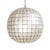 Stunning contemporary globe lantern made from delicate capiz shell square pattern bonded together with pewter finish...