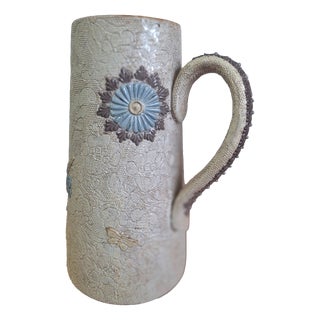 Silicon Ware Pitcher with Embossed Floral Decor from Doulton & Slaters, 1884 For Sale