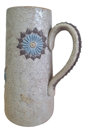 Silicon Ware Pitcher with Embossed Floral Decor from Doulton & Slaters, 1884