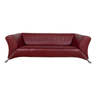 322 Leather Three-Seater Red Sofa by Rolf Benz For Sale