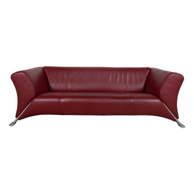 322 Leather Three-Seater Red Sofa by Rolf Benz For Sale