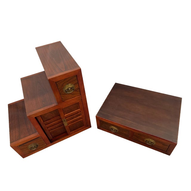 1990s 1990s Japanese Kaidan Tansu Step Chest Cabinet Pin Locks Four Pass Through Drawers 1a For Sale - Image 5 of 13