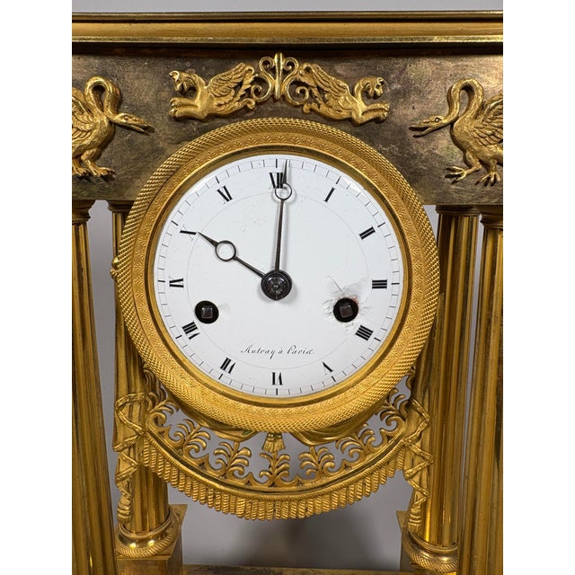 Traditional Empire Bronze Portico Clock, 1800 For Sale - Image 3 of 11