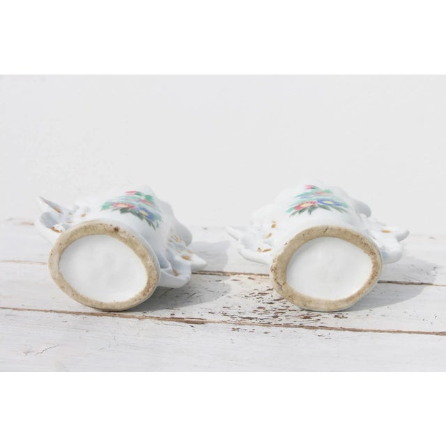 19th Century French Floral Pair of Porcelain Altar Vases For Sale - Image 11 of 13