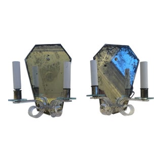 Pair of Venetian Antiqued Mirror Sconces For Sale
