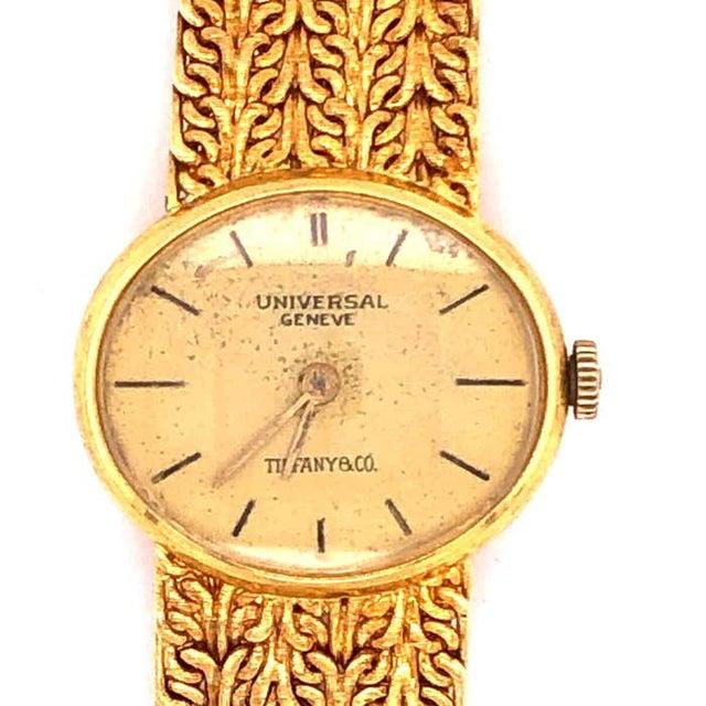Modern 1940s Tiffany & Co. Universal Genève Ladies 18 Karat Yellow Gold Watch and Band For Sale - Image 3 of 8