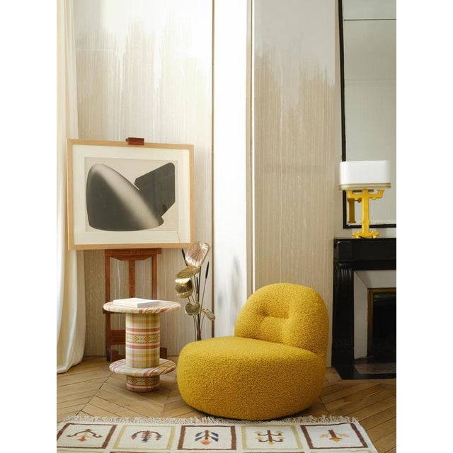 Textile Alba Table Lamp in Ceramic and Linen with Samuel & Sons Trimming by Popus Editions For Sale - Image 7 of 11
