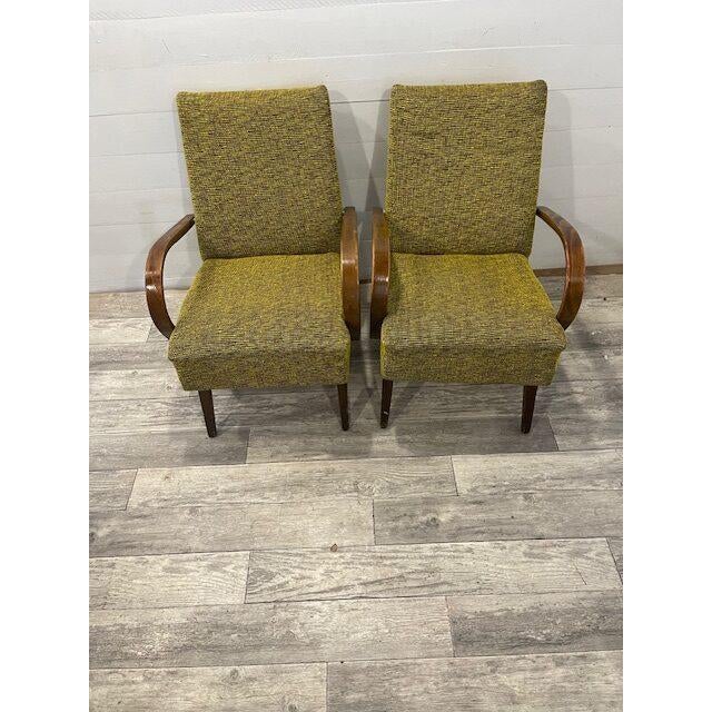 Vintage Original Chairs by Jaroslav Smidek, 1960 Original upholstery and in good condition Rare!! Dims; H=80/44 cm W= 59...