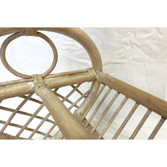 1970's Vintage Whitewashed Bent Bamboo Magazine Rack For Sale - Image 10 of 12