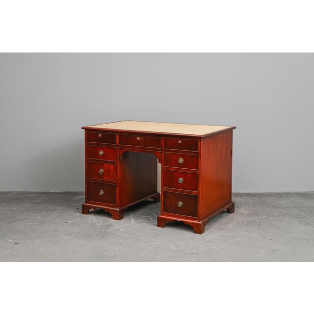 Vintage English Mahogany Desk, 20th Century For Sale - Image 4 of 18