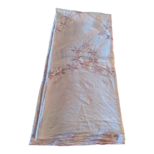 1950s Embroidered Linen Square Tablecloth