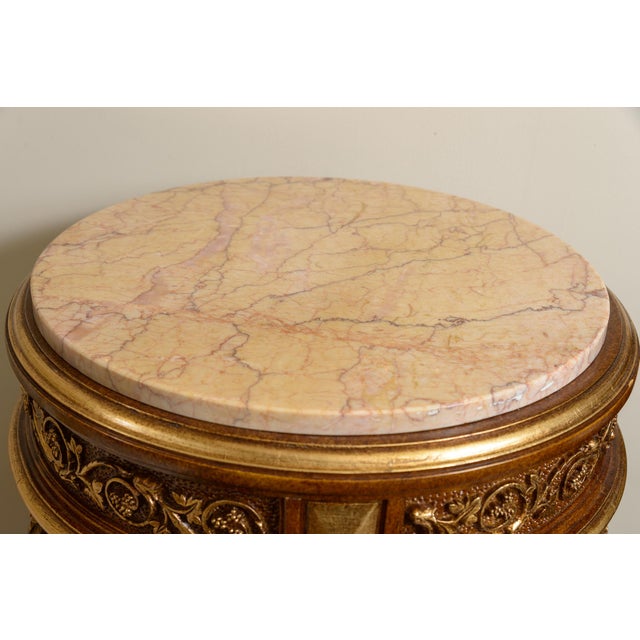 Wood Marble Top Gold Display Pedestal For Sale - Image 7 of 8