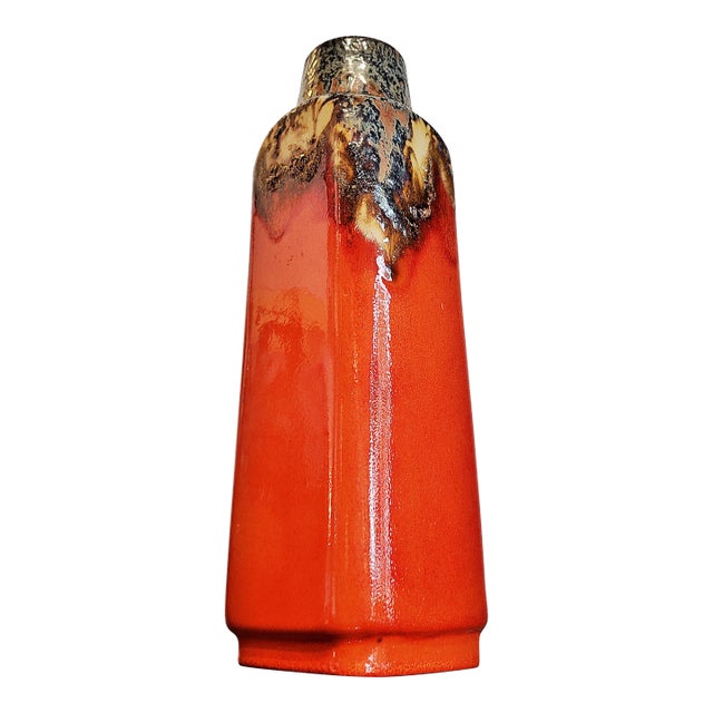 Tall Persimmon-Orange Ü-Keramik Fat Lava Vase Nr. 1438/30 For Sale
