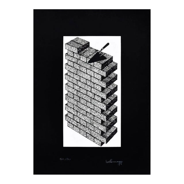 Wall and Trowel - Original Lithograph by Ivo Pannaggi - 1975 ca. 1975 ca. For Sale