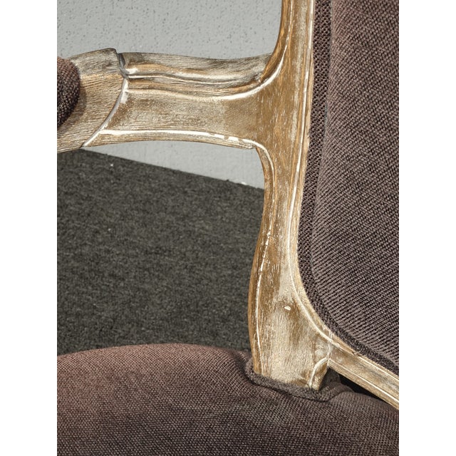 Vintage Restoration Style French Side Chair W Brown Velvet For Sale In Los Angeles - Image 6 of 12