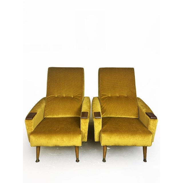 Mid-Century Modern Fireside Armchairs with Teak Wood Detailing, 1960s, Set of 2 For Sale - Image 4 of 11