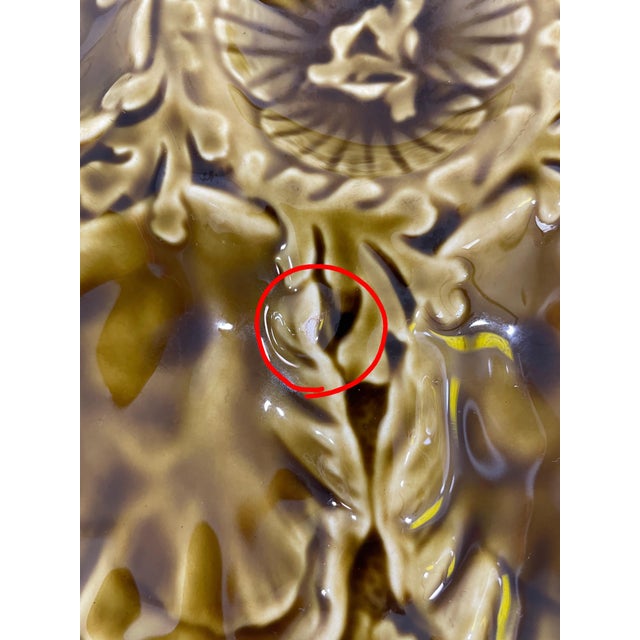 1950s French Gien Majolica Olive Green Oyster Plate For Sale - Image 9 of 16