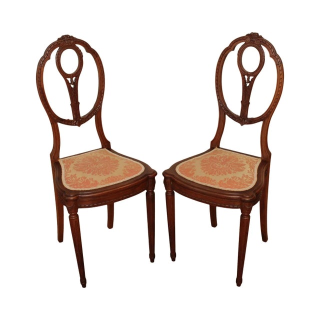 Antique Edwardian Period Carved Walnut Side Chairs - A Pair For Sale - Image 13 of 13