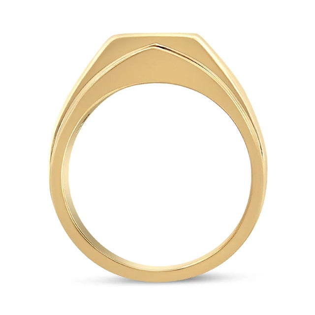 Contemporary 14K Yellow Gold Plated .925 Sterling Silver Miracle-Set 1/5 Cttw Diamond Men's Band Ring - Size 11 For Sale - Image 3 of 6