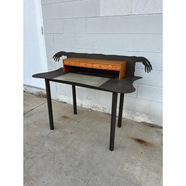 Andrés Nagel “Entremanos” Anthropomorphic Steel Writing Desk, Postmodern Design For Sale - Image 9 of 16