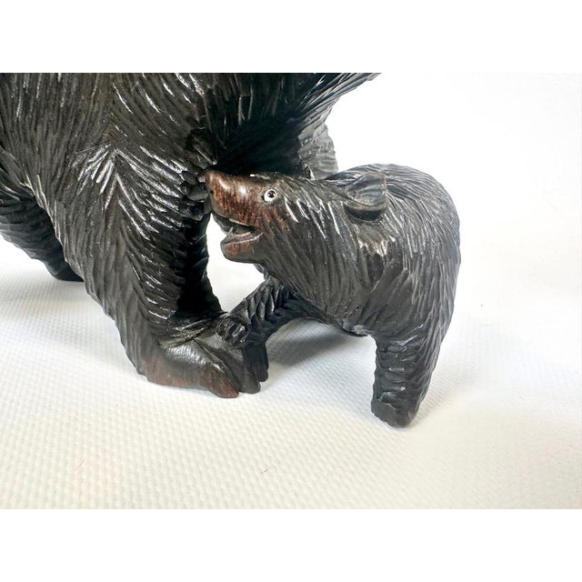 Japanes Bear with Cub Wooden Carved Ainu Figurine, 1900s For Sale - Image 13 of 15