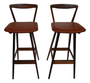 Pair of Mid-Century Wood Barstools by Henry Rosengren Hansen