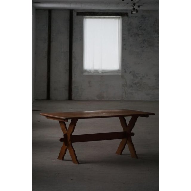 Wood Mid-20th Century Oak Dining Table with Cross-Base, 1950s For Sale - Image 7 of 15