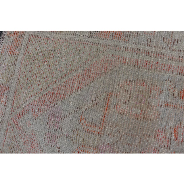 Turkish Oushak Vintage Carpet in Light Orange, Light Blue and Multi Colors 2'8"x3'9" For Sale - Image 10 of 10