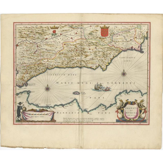 Map of Granada and Murcia in Spain from Blaeu, 1642 For Sale - Image 3 of 13
