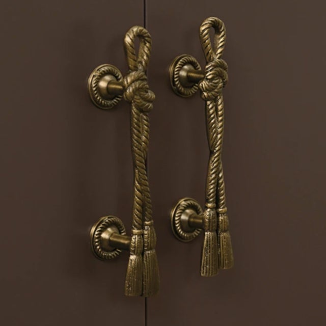 Matthew Izzo Home Grace Chocolate Brown Four Door Buffet With Brass Tassel Door Pulls For Sale In New York - Image 6 of 11