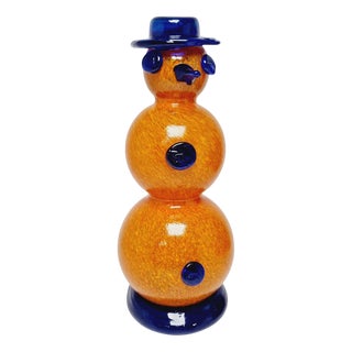 Bohemian Glass Snowman Figure, 1970s For Sale