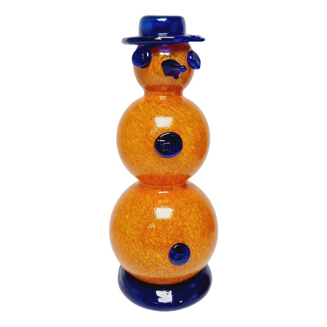 Bohemian Glass Snowman Figure, 1970s For Sale
