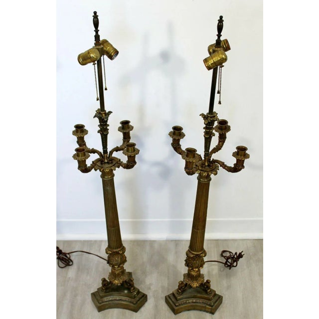 1930s Art Deco Neoclassical William Kessler Bronze Table Lamps - A Pair For Sale - Image 4 of 10