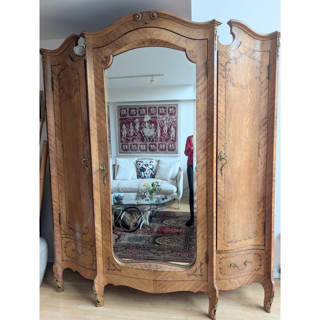 1882 Italian Ashwood Triple Armoire For Sale - Image 9 of 14