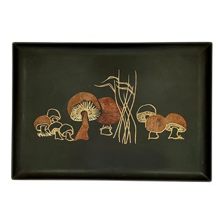 Mid Century Couroc Tray With Mushroom Motif For Sale
