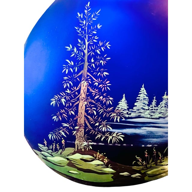 Glass Fenton Favrene Freedom Soars Gobalt Blue Vase- Robin Spindler Eagle Scene For Sale - Image 7 of 13