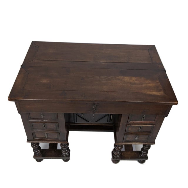 Antique Walnut Kneehole Executive Desk For Sale In Birmingham - Image 6 of 8