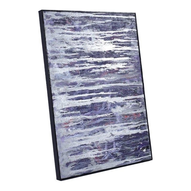 Goldberg 1960s New York School Purple and Silver Vertical Abstract Expressionist Painting For Sale