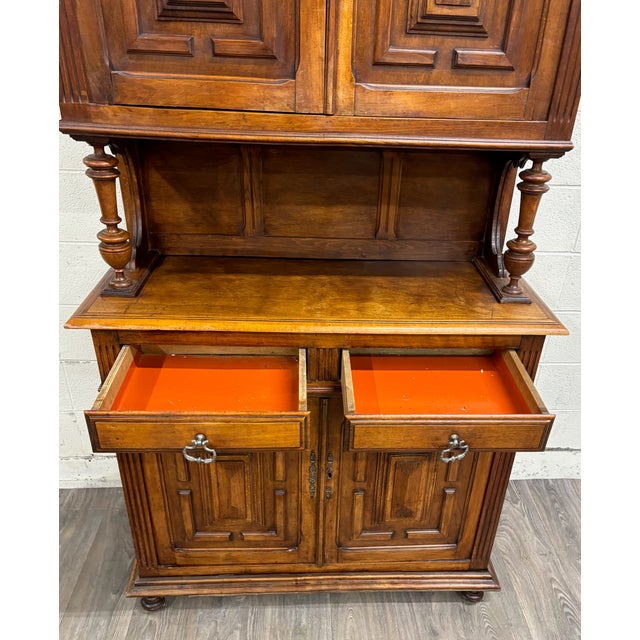 Antique French Renaissance Revival Henri II Style Two-Piece Buffet Deux Corps For Sale - Image 15 of 18