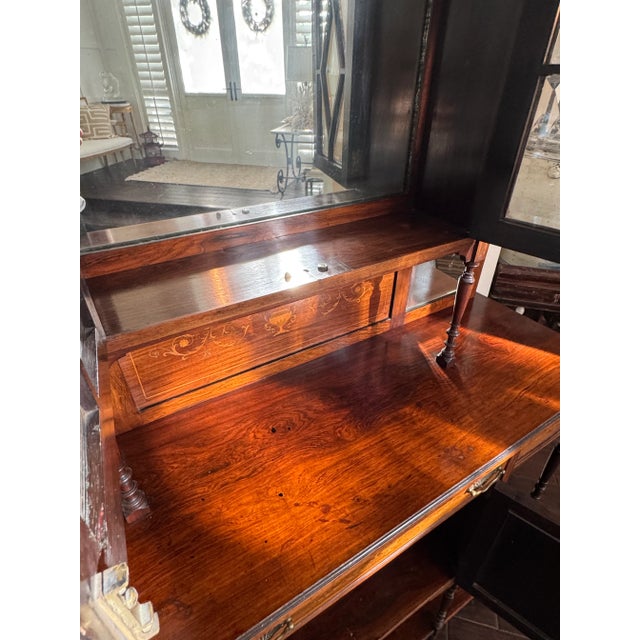 Antique English Rosewood & Marquetry Chiffonier Server Buffet - 19th Century For Sale - Image 10 of 12