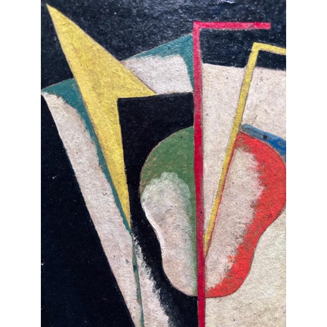 Antonio Marasco, Futurist Composition on a Black Background, 20th Century, Oil on Cardboard For Sale - Image 4 of 9