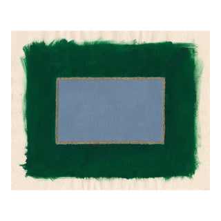 Dark Green and Blue Minimalist Art Print, Emily Keating Snyder, 30 X 38 Unframed Print For Sale