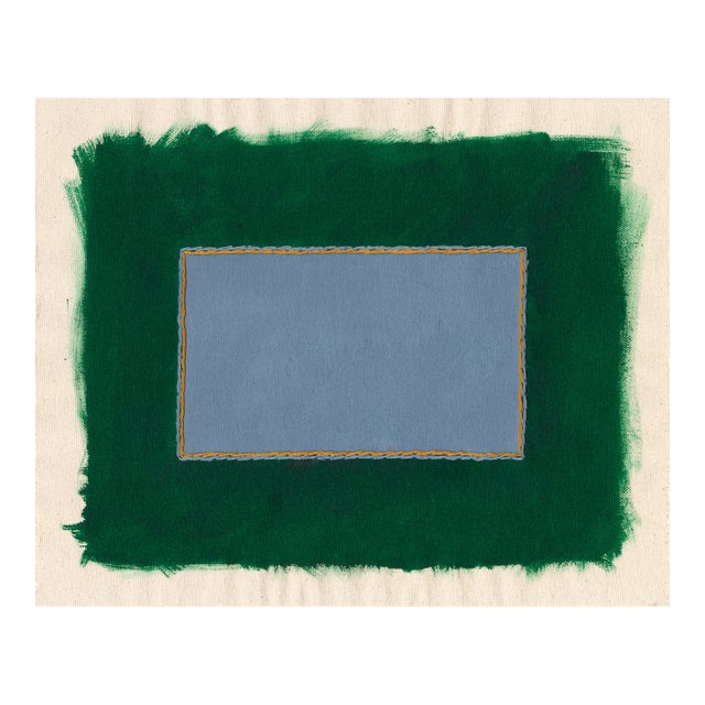 Dark Green and Blue Minimalist Art Print, Emily Keating Snyder, 30 X 38 Unframed Print For Sale