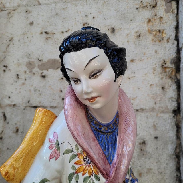 Ceramic Geisha Ceramic Figure by Domenico Poloniato, Italy, 1960s For Sale - Image 7 of 18