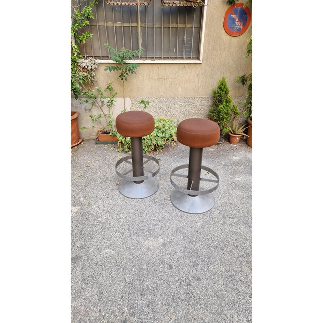 Dwarf Stools in Chromed Iron with Padded Seat, 1970s, Set of 4 For Sale - Image 16 of 18