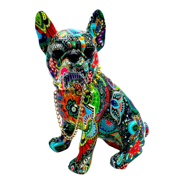 Interior Illusions Plus Sitting Flower French Bulldog With Necklace For Sale